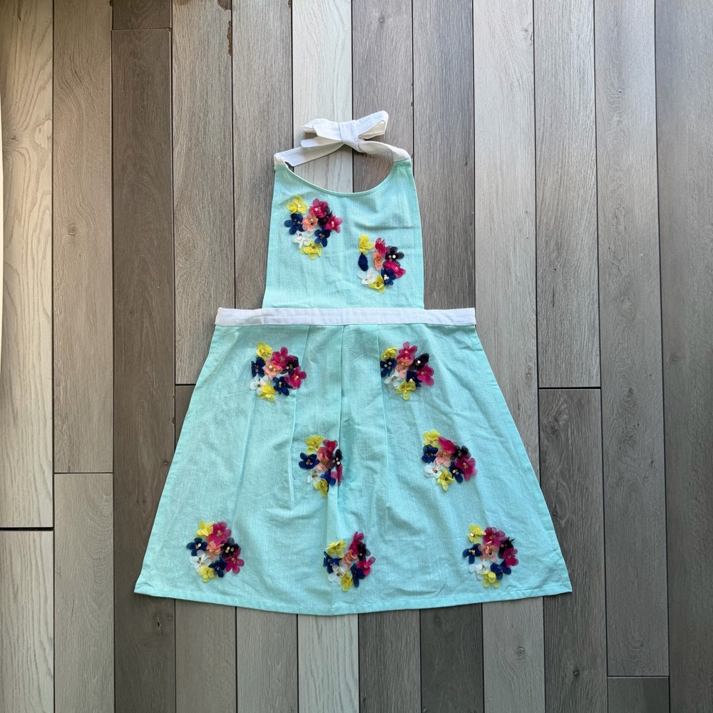 Anthropologie Mint Green Floral Appliqué Apron